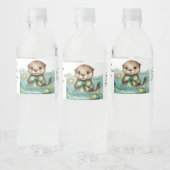 Baby Otter Genderneutraal Baby shower Waterfles Etiket (Flessen)