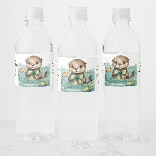 Baby Otter Genderneutraal Baby shower Waterfles Etiket (Flessen)