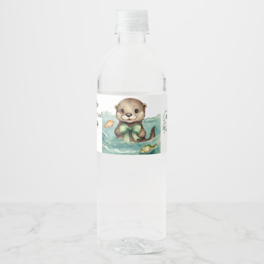 Baby Otter Genderneutraal Baby shower Waterfles Etiket (Voorkant)