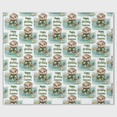 Baby Otter Genderneutraal Gepersonaliseerd Cadeaupapier (Vlak)