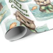 Baby Otter Genderneutraal Gepersonaliseerd Cadeaupapier (Rol Hoek)