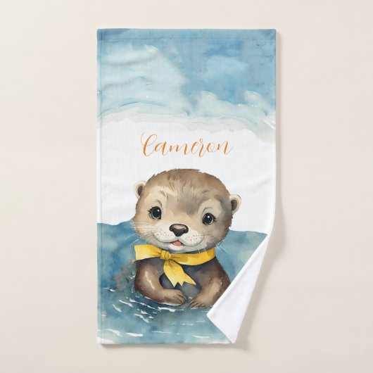 Baby Otter gepersonaliseerd Bad Handdoek (Handdoek)