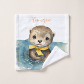 Baby Otter gepersonaliseerd Bad Handdoek (Wasdoekje)