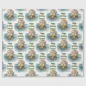 Baby Otter Gepersonaliseerd Genderneutraal Cadeaupapier (Vlak)