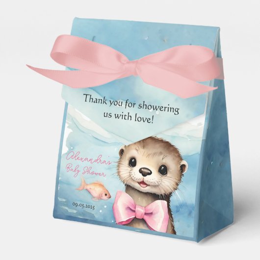 Baby Otter Meisje Baby shower Bedankdoosjes (Voorkant Zijde)