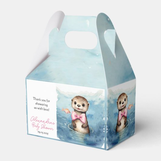 Baby Otter Meisje Baby shower Bedankdoosjes (Voorkant Zijde)