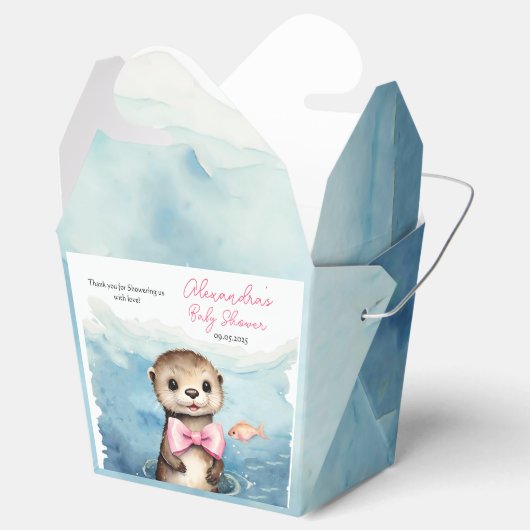 Baby Otter Meisje Baby shower Bedankdoosjes (Geopend)