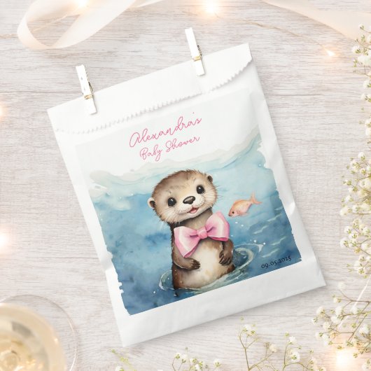 Baby Otter Meisje Baby shower Bedankzakje (Geknipt)