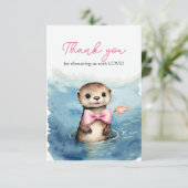 Baby Otter Meisje Baby shower Dank u Bedankkaart (Staand voorkant)