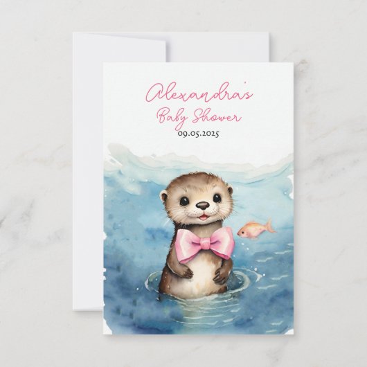Baby Otter Meisje Baby shower Dank u Bedankkaart (Achterkant)