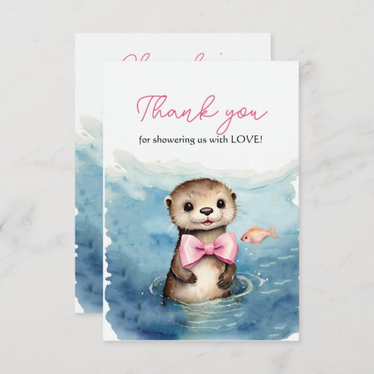 Baby Otter Meisje Baby shower Dank u Bedankkaart (Voorkant / Achterkant)