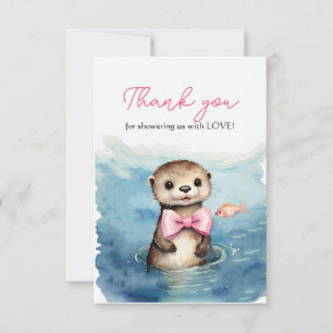 Baby Otter Meisje Baby shower Dank u Bedankkaart