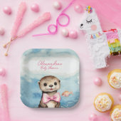 Baby Otter Meisje Baby shower Papieren Bordje (Feest)