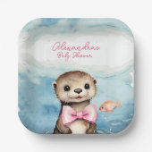 Baby Otter Meisje Baby shower Papieren Bordje (Voorkant)