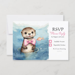 Baby Otter Meisje Baby shower RSVP Kaartje