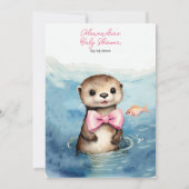 Baby Otter Meisje Baby shower Uitnodiging (Achterkant)