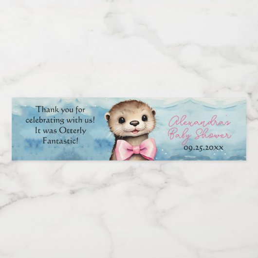 Baby Otter Meisje Baby shower Waterfles Etiket (Enkel label)