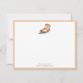 Baby Otter Nursery Note Card – Personalized Notitiekaartje