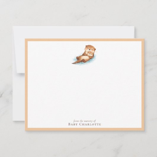 Baby Otter Nursery Note Card – Personalized Notitiekaartje (Voorkant)