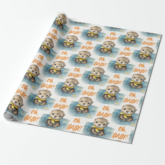 Baby Otter OH Baby Genderneutraal Cadeaupapier (Uitgerold)