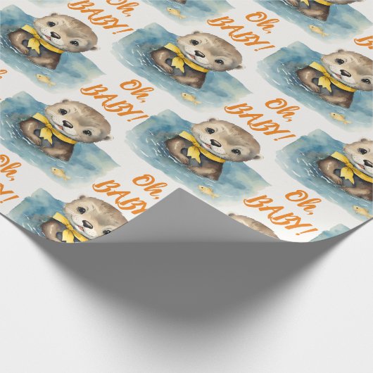 Baby Otter OH Baby Genderneutraal Cadeaupapier (Hoek)