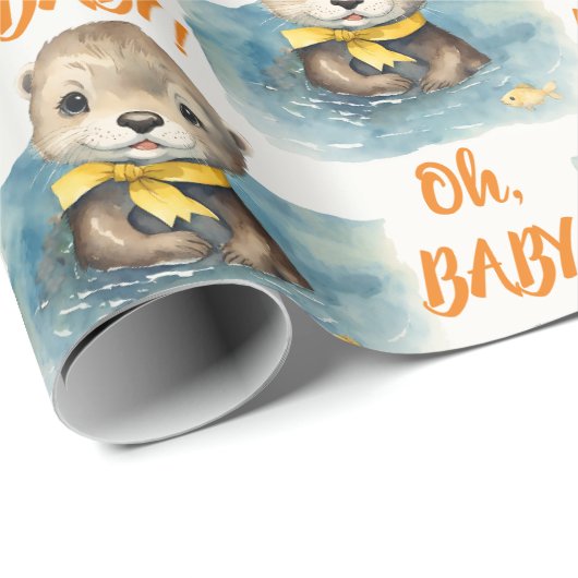 Baby Otter OH Baby Genderneutraal Cadeaupapier (Rol Hoek)