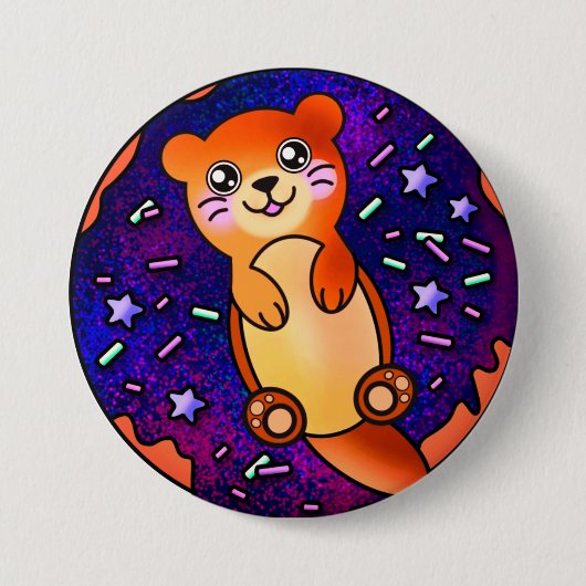 Baby Otter on Donut 2 Ronde Button 7,6 Cm (Voorkant)