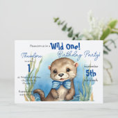 Baby Otter Wilde Eén Jongen Verjaardag Kaart (Staand voorkant)
