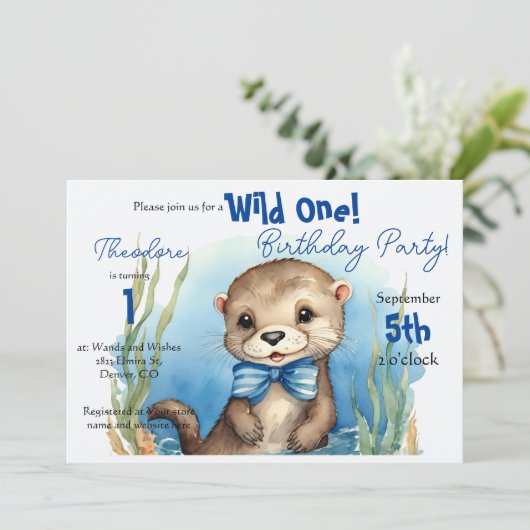 Baby Otter Wilde Eén Jongen Verjaardag Kaart (Staand voorkant)