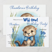Baby Otter Wilde Eén Jongen Verjaardag Kaart (Voorkant / Achterkant)