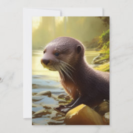 Baby Otter Wildlife Portrait Card Kaart