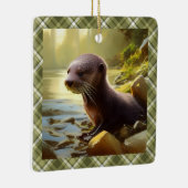 Baby Otter Wildlife Portrait Personalized Keramisch Ornament (Rechts)