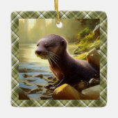 Baby Otter Wildlife Portrait Personalized Keramisch Ornament (Voorkant)