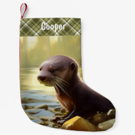Baby Otter Wildlife Portrait Personalized Kleine Kerstsok