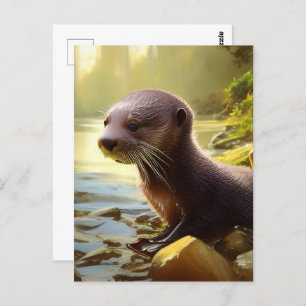 Baby Otter Wildlife Portret Briefkaart