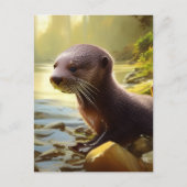 Baby Otter Wildlife Portret Briefkaart (Voorkant)