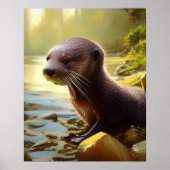 Baby Otter Wildlife Portret Poster (Voorkant)