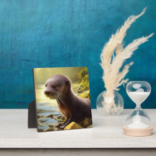 Baby Otter Wildlife Portret Tafelmodel Fotoplaat