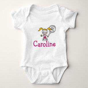 Baby outfit met aangepaste naam en tennis cartoon romper