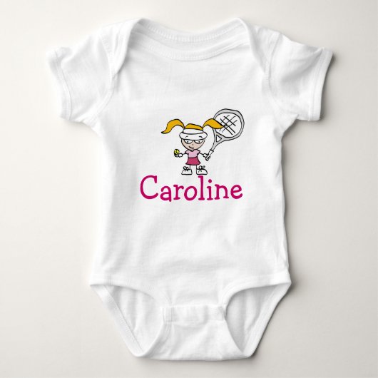 Baby outfit met aangepaste naam en tennis cartoon romper (Voorkant)