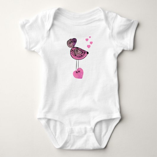 Baby Outfit Pink Love Bird Romper (Voorkant)