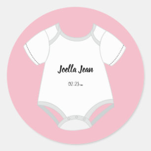 Baby Outfit Stickers met Baby Naam Due Date Girl