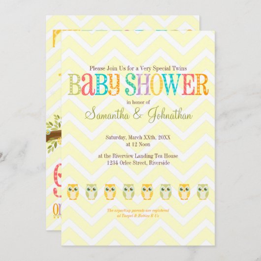 Baby ovale tweelingen - Geslacht onthullen / Onbek Kaart (Voorkant / Achterkant)