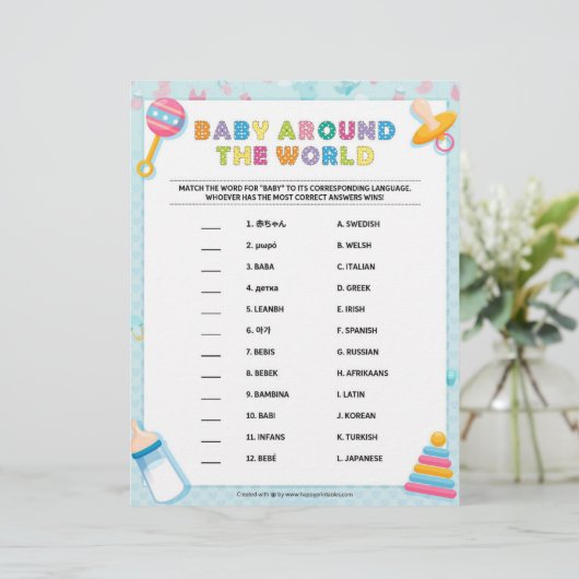 Baby over de hele wereld [Basics Blue] Briefhoofd (Staand voorkant)