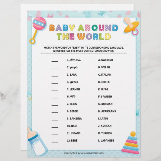 Baby over de hele wereld [Basics Blue] Briefhoofd (Voorkant / Achterkant)