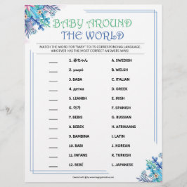 Baby over de hele wereld [Blauwe Floral] Briefhoofd