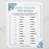 Baby over de hele wereld [Blauwe Floral] Briefhoofd (Voorkant / Achterkant)