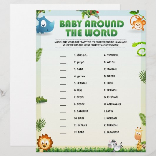 Baby over de hele wereld briefhoofd (Voorkant / Achterkant)