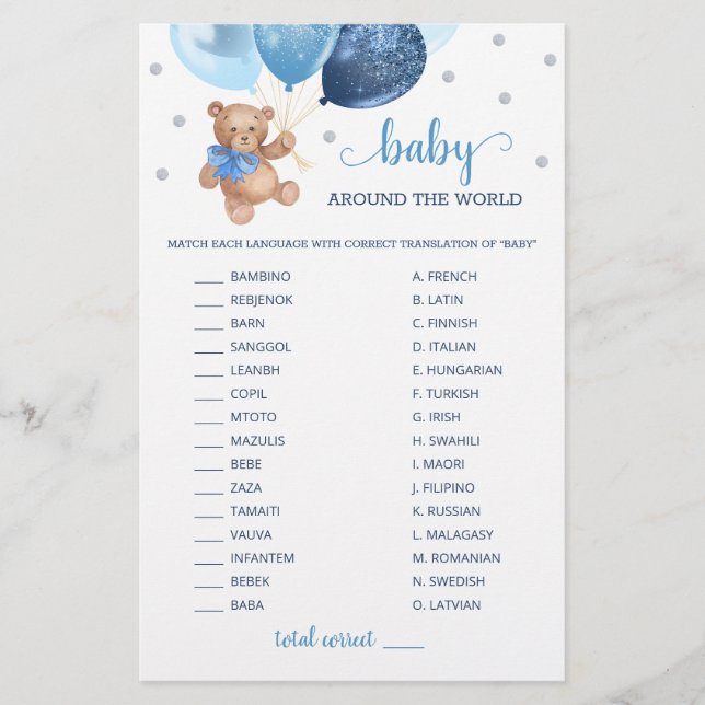 Baby over de hele wereld Race Game Teddy Bear (Voorkant)