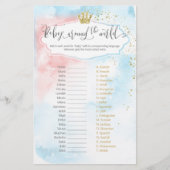 "Baby over de hele wereld" Shower Game + Antwoords (Voorkant)